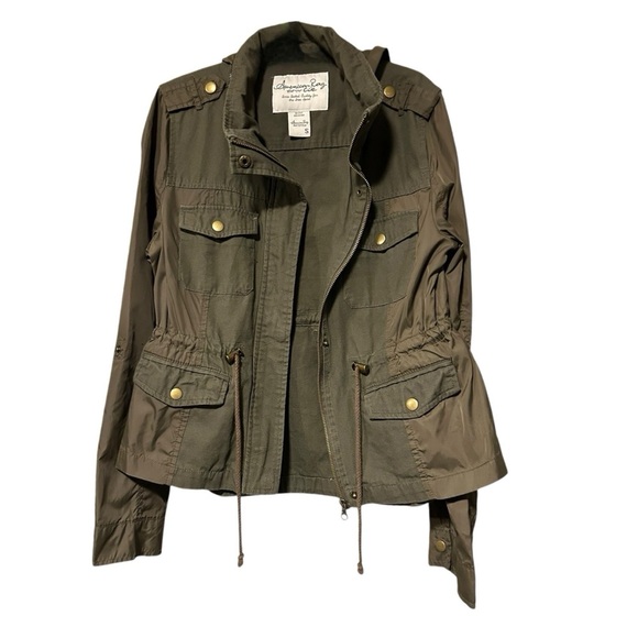 American Rag CIE Women's Green Size S Zip Hooded Utility Jacket - Picture 3 of 6